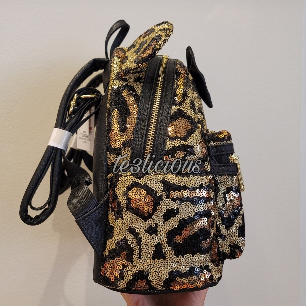 DISNEY PARKS LOUNGEFLY LEOPARD PRINT BACKPACK - Picture 5 of 7